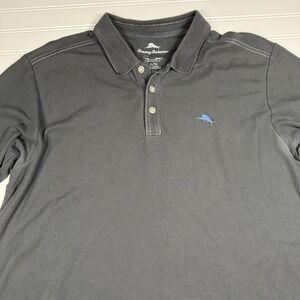 Tommy Bahama Supima Cotton Polo Short Sleeve Men's XL Black Blue Logo GUC